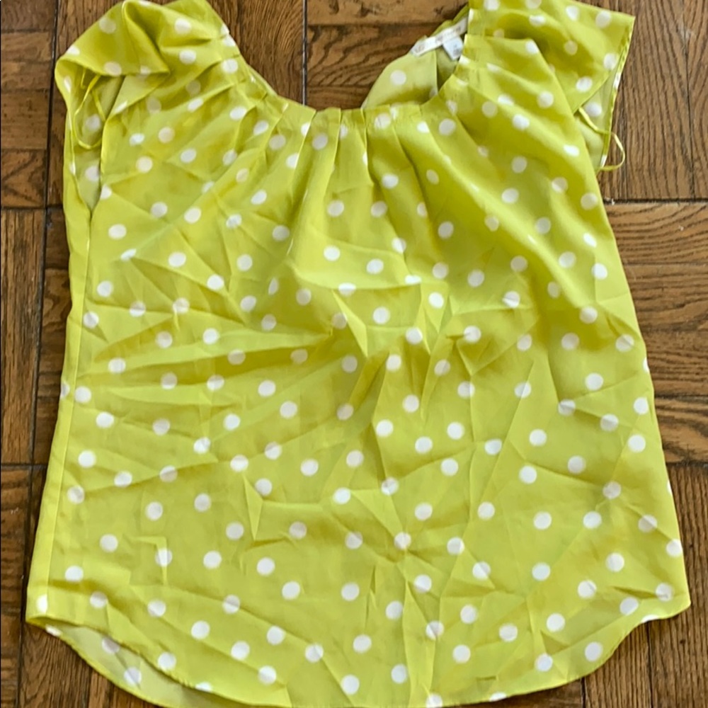 Lime green polka dot top